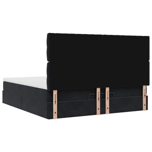 Οθωμανικό κρεβάτι με στρώματα & LEDs Μαύρο 200x200cm Velvet - Pakobazaar