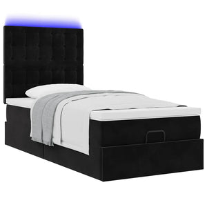 Οθωμανικό κρεβάτι με στρώματα & LEDs Μαύρο 80x200cm Velvet - Pakobazaar
