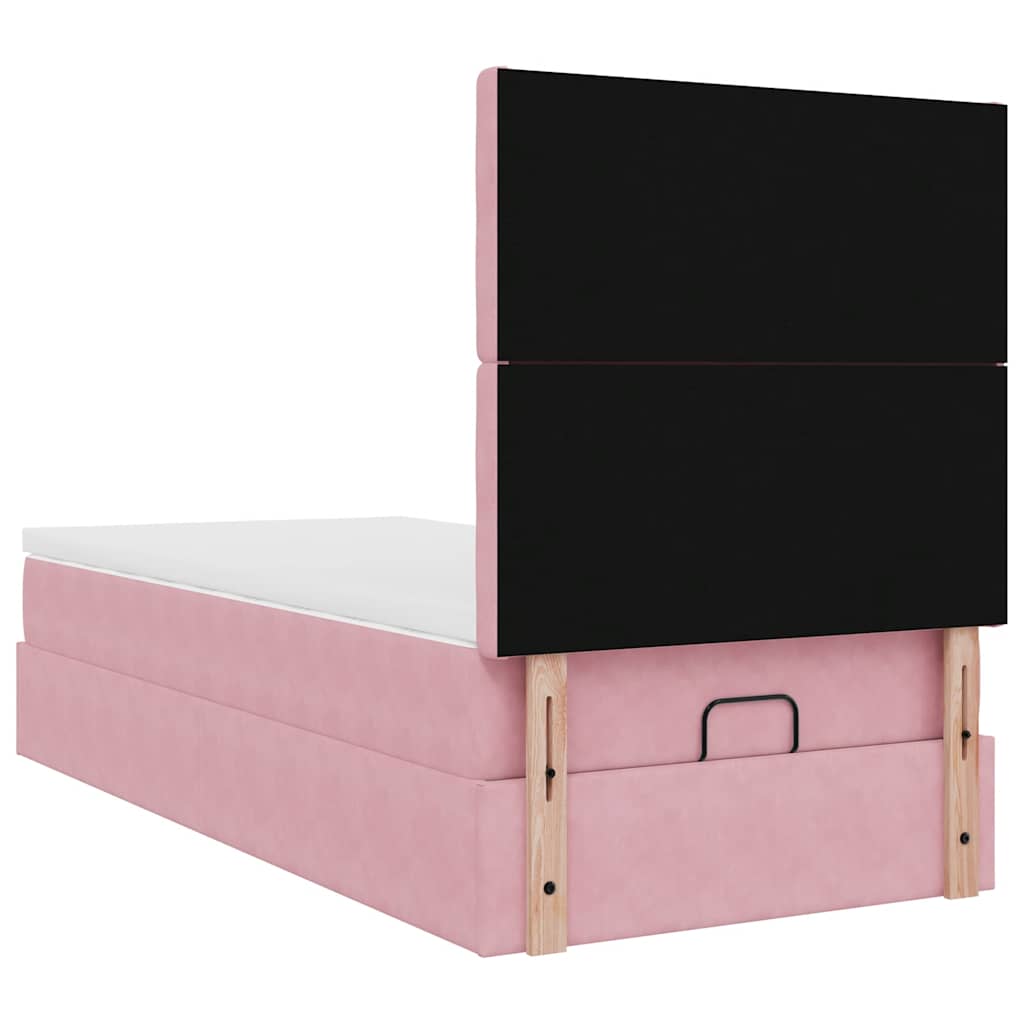 Οθωμανικό κρεβάτι με στρώματα & LEDs Ροζ 80x200cm Velvet - Pakobazaar