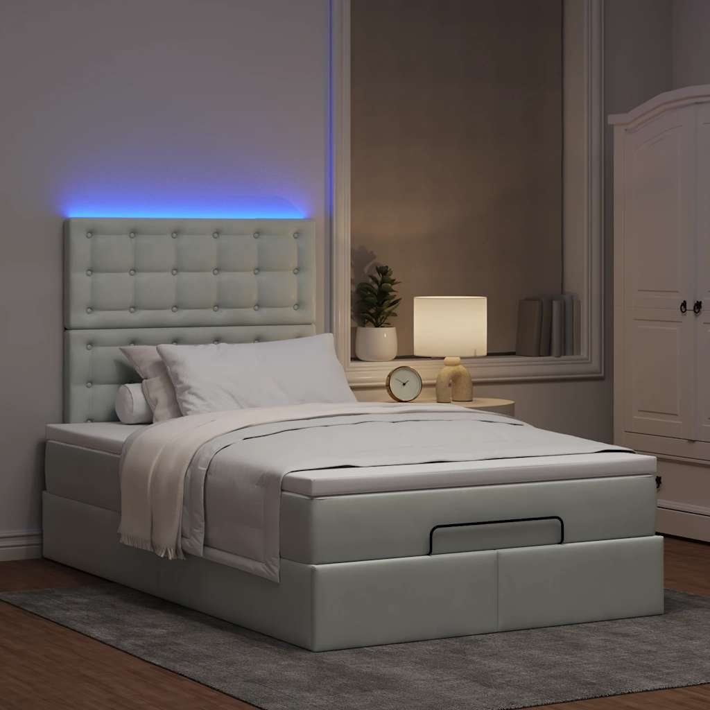 Οθωμανικό κρεβάτι με στρώματα & LEDs Ανοιχτό γκρι Βελούδο - Pakobazaar