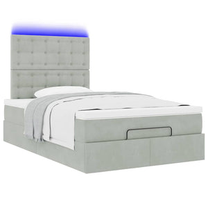 Οθωμανικό κρεβάτι με στρώματα & LEDs Ανοιχτό γκρι Βελούδο - Pakobazaar