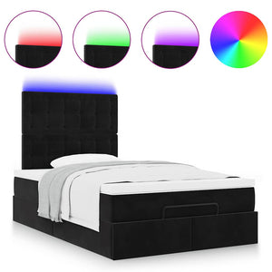 Οθωμανικό κρεβάτι με στρώματα & LEDs Μαύρο 120x190cm Velvet - Pakobazaar