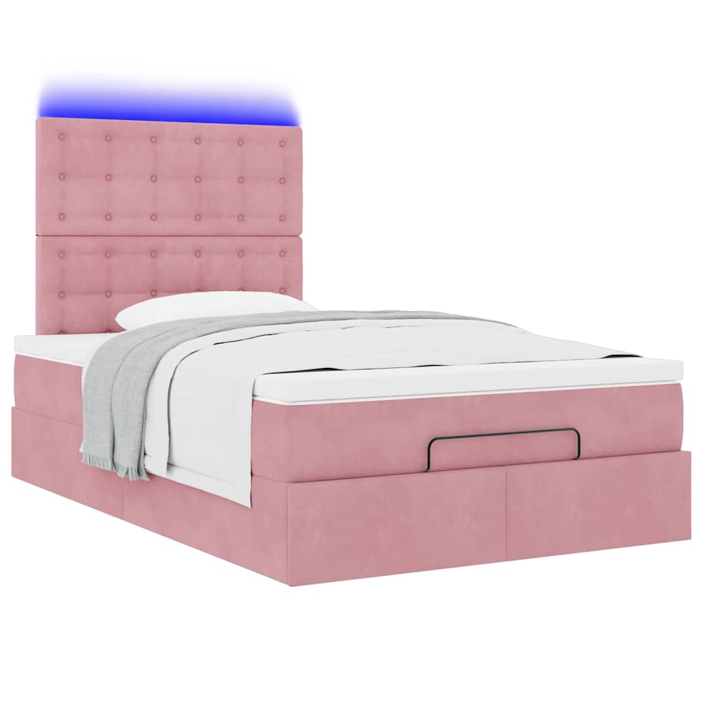 Οθωμανικό κρεβάτι με στρώματα & LEDs Ροζ 120x190cm Velvet - Pakobazaar