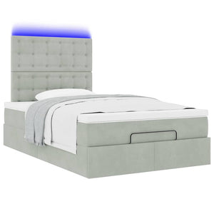 Οθωμανικό κρεβάτι με στρώματα & LEDs Ανοιχτό γκρι Βελούδο - Pakobazaar
