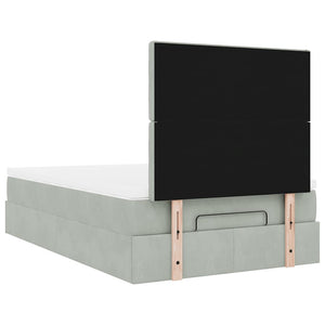 Οθωμανικό κρεβάτι με στρώματα & LEDs Ανοιχτό γκρι Βελούδο - Pakobazaar