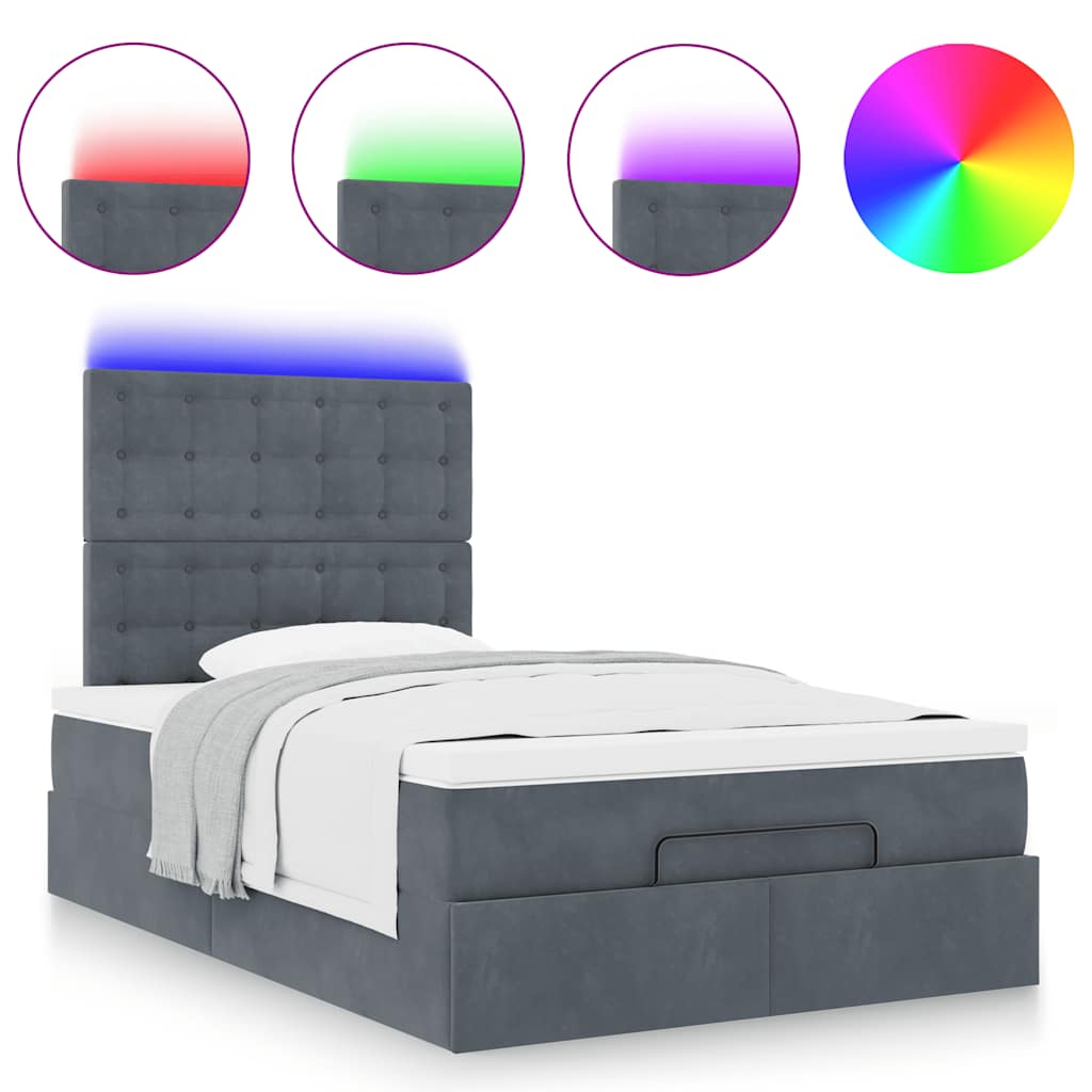 Οθωμανικό κρεβάτι με στρώματα & LEDs Σκούρο γκρι Velvet - Pakobazaar