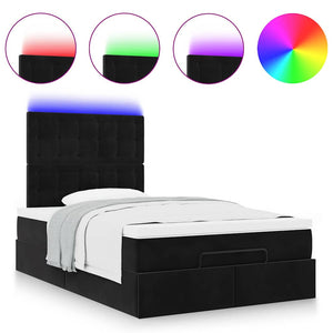 Οθωμανικό κρεβάτι με στρώματα & LEDs Μαύρο 120x200cm Velvet - Pakobazaar