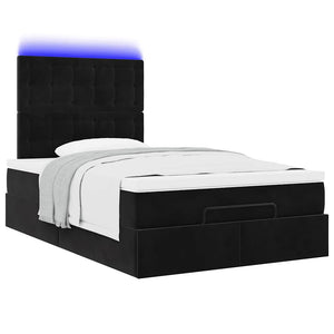 Οθωμανικό κρεβάτι με στρώματα & LEDs Μαύρο 120x200cm Velvet - Pakobazaar