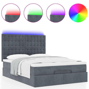 Οθωμανικό κρεβάτι με στρώματα & LEDs Σκούρο γκρι Βελούδο - Pakobazaar