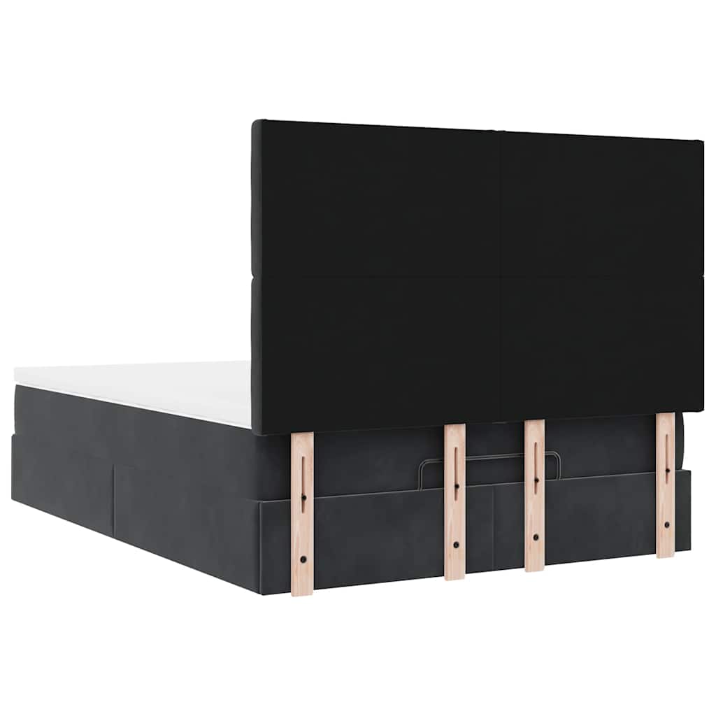 Οθωμανικό κρεβάτι με στρώματα & LEDs Μαύρο 140x190cm Βελούδο - Pakobazaar