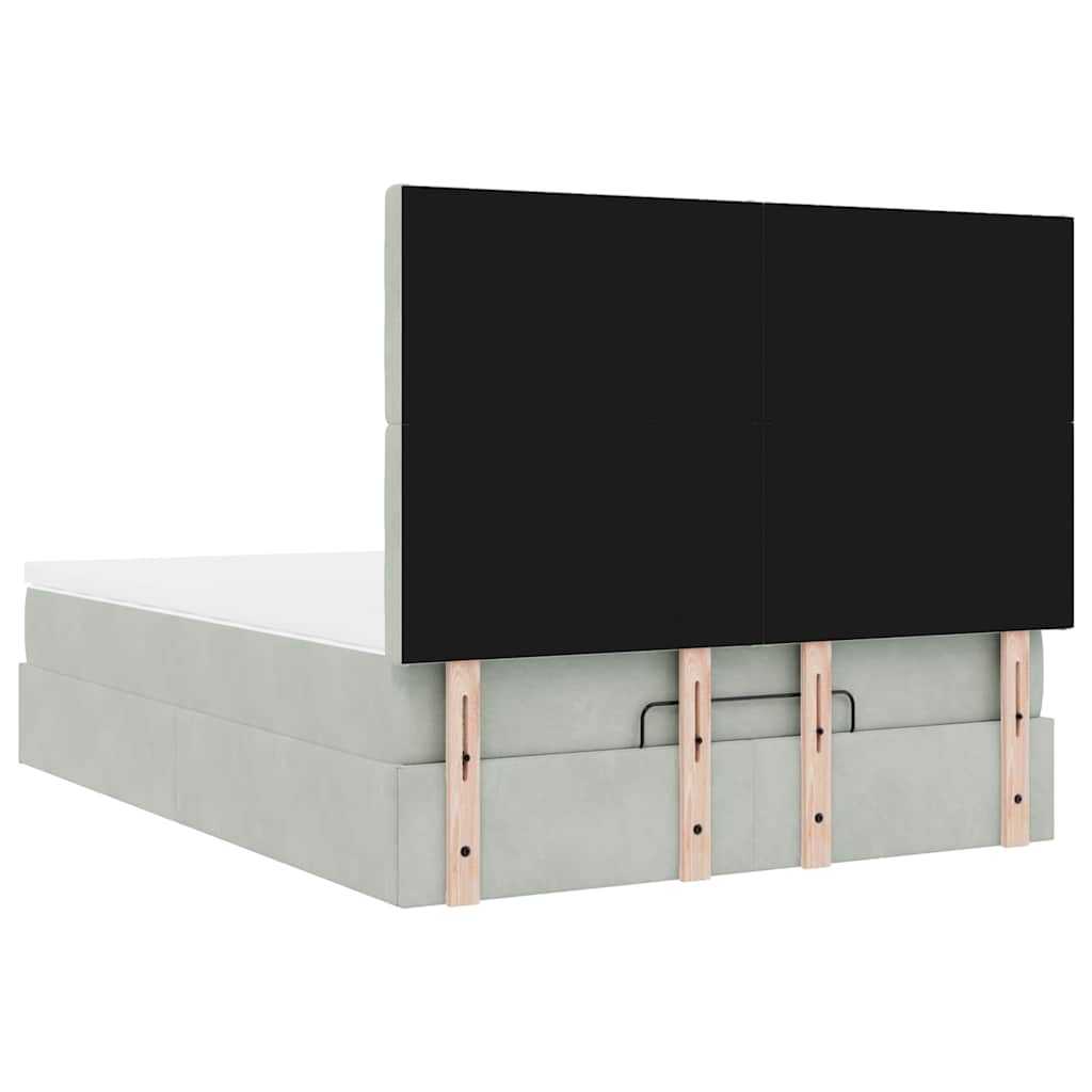 Οθωμανικό κρεβάτι με στρώματα & LEDs Ανοιχτό γκρι Βελούδο - Pakobazaar