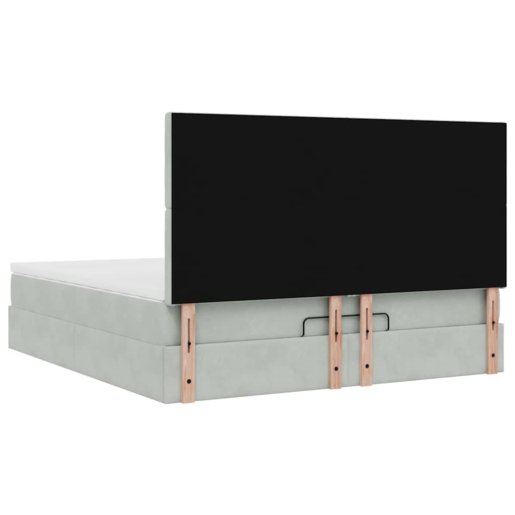 Οθωμανικό κρεβάτι με στρώματα & LEDs Ανοιχτό γκρι Βελούδο - Pakobazaar