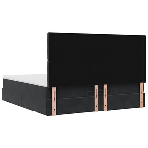 Οθωμανικό κρεβάτι με στρώματα & LEDs Μαύρο 180x200cm Velvet