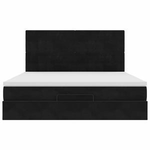 Οθωμανικό κρεβάτι με στρώματα & LEDs Μαύρο 180x200cm Velvet