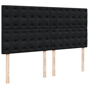 Οθωμανικό κρεβάτι με στρώματα & LEDs Μαύρο 180x200cm Velvet