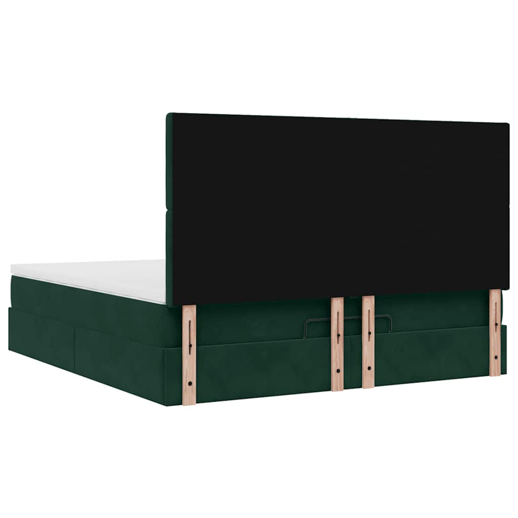 Οθωμανικό κρεβάτι με στρώματα&LEDs Dark Green 180x200cm Velvet