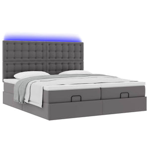Οθωμανικό κρεβάτι με στρώματα & LEDs Γκρι Faux Leather - Pakobazaar