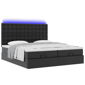 Οθωμανικό κρεβάτι με στρώματα & LEDs Μαύρο Faux Leather - Pakobazaar