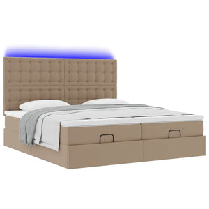 Οθωμανικό κρεβάτι με στρώματα & LEDs Cappuccino Faux Leather - Pakobazaar