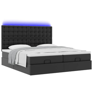 Οθωμανικό κρεβάτι με στρώματα & LEDs Μαύρο Faux Leather - Pakobazaar
