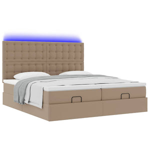 Οθωμανικό κρεβάτι με στρώματα & LEDs Cappuccino Faux Leather - Pakobazaar