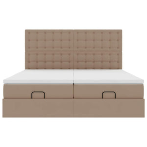 Οθωμανικό κρεβάτι με στρώματα & LEDs Cappuccino Faux Leather - Pakobazaar