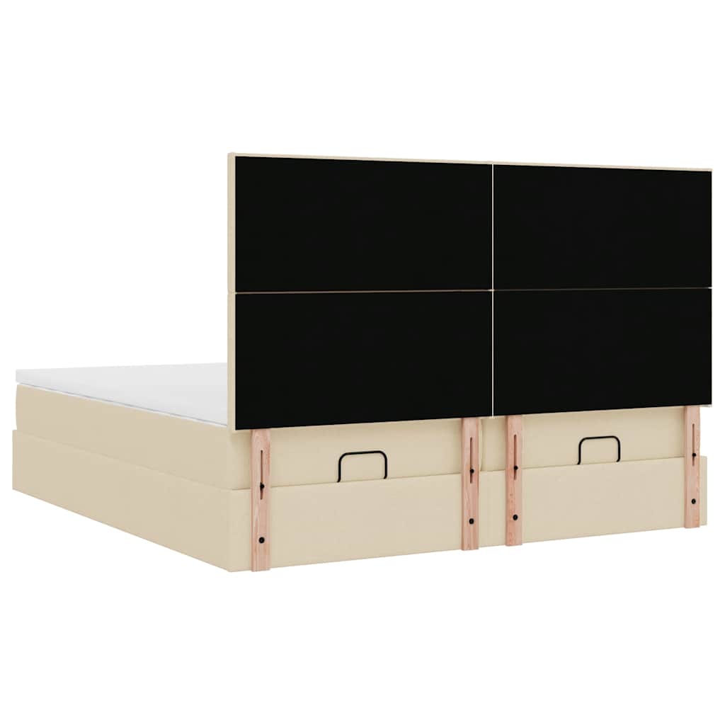 Οθωμανικό κρεβάτι με στρώματα & LEDs Κρέμα 160x200cm ύφασμα - Pakobazaar