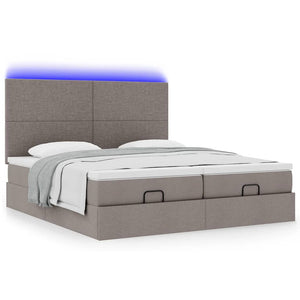 Οθωμανικό κρεβάτι με στρώματα & LEDs Taupe 180x200cm ύφασμα