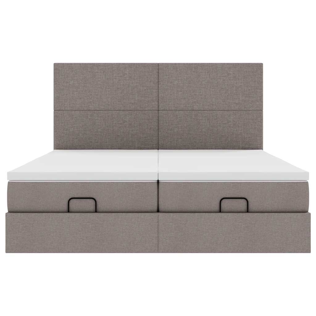 Οθωμανικό κρεβάτι με στρώματα & LEDs Taupe 180x200cm ύφασμα