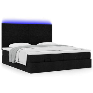 Οθωμανικό κρεβάτι με στρώματα & LEDs Μαύρο 200x200cm ύφασμα - Pakobazaar