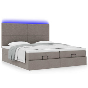 Οθωμανικό κρεβάτι με στρώματα & LEDs Taupe 200x200cm ύφασμα