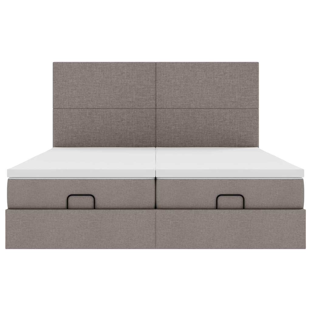Οθωμανικό κρεβάτι με στρώματα & LEDs Taupe 200x200cm ύφασμα