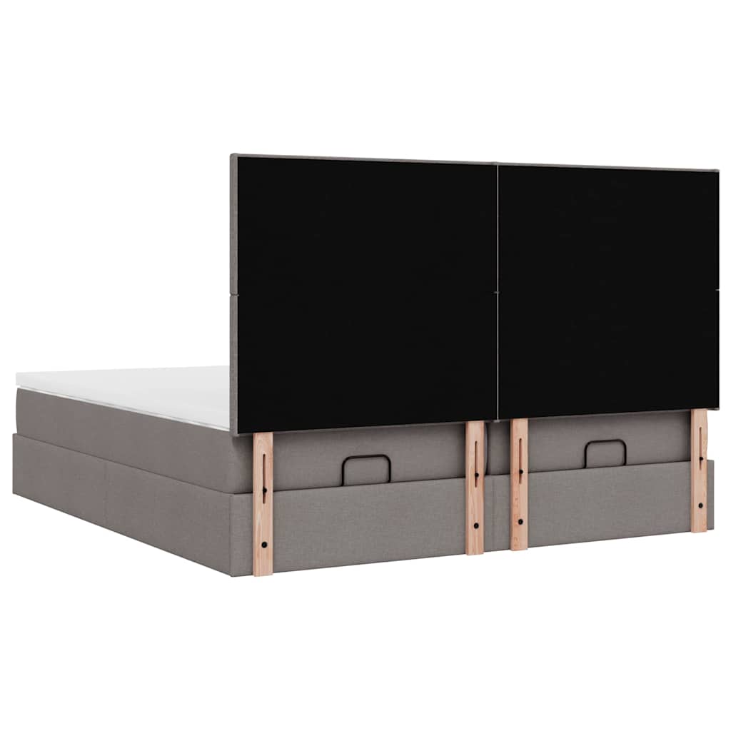 Οθωμανικό κρεβάτι με στρώματα & LEDs Taupe 200x200cm ύφασμα