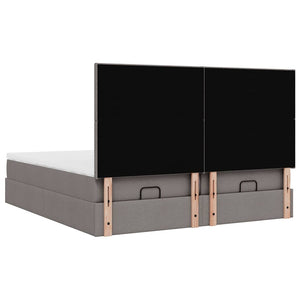 Οθωμανικό κρεβάτι με στρώματα & LEDs Taupe 200x200cm ύφασμα
