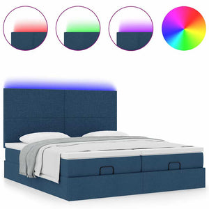 Οθωμανικό κρεβάτι με στρώματα & LEDs Μπλε 200x200cm ύφασμα - Pakobazaar