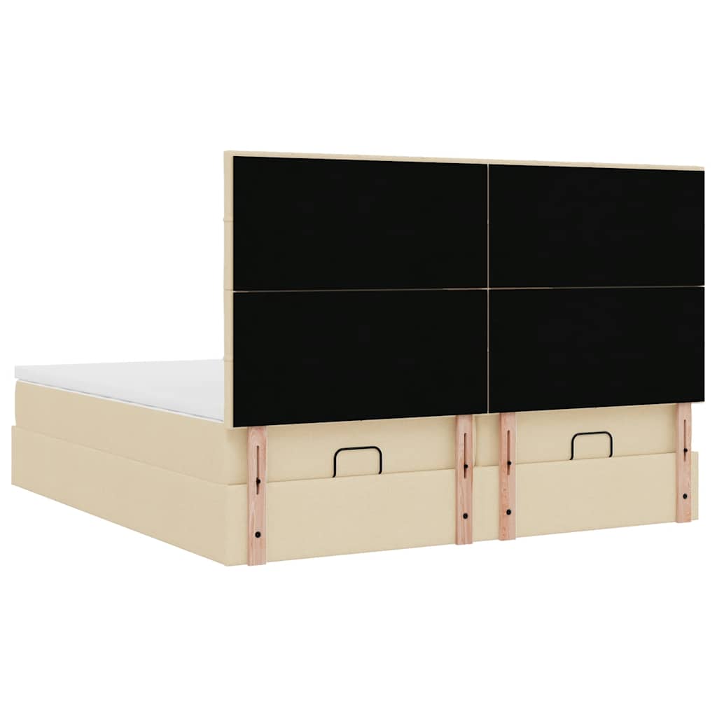Οθωμανικό κρεβάτι με στρώματα & LEDs Κρέμα 160x200cm ύφασμα - Pakobazaar