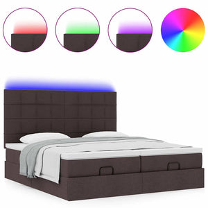 Οθωμανικό κρεβάτι με στρώματα&LEDs Σκούρο καφέ 180x200cm ύφασμα - Pakobazaar