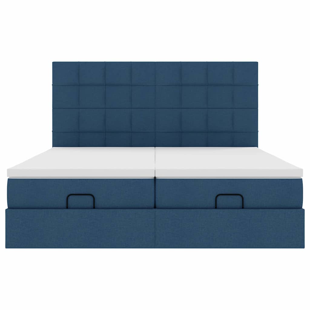 Οθωμανικό κρεβάτι με στρώματα & LEDs Μπλε 180x200cm ύφασμα - Pakobazaar