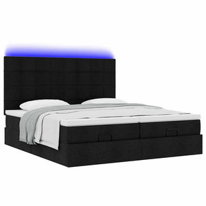 Οθωμανικό κρεβάτι με στρώματα & LEDs Μαύρο 200x200cm ύφασμα - Pakobazaar