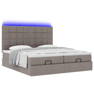 Οθωμανικό κρεβάτι με στρώματα & LEDs Taupe 200x200cm ύφασμα