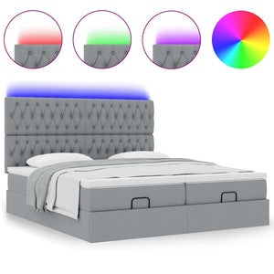 Οθωμανικό κρεβάτι με στρώματα & LEDs Ανοιχτό γκρι ύφασμα - Pakobazaar