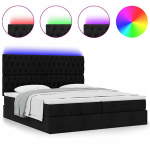 Οθωμανικό κρεβάτι με στρώματα & LEDs Μαύρο ύφασμα 160x200cm - Pakobazaar