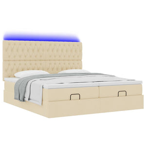 Οθωμανικό κρεβάτι με στρώματα & LEDs Κρέμα 160x200cm ύφασμα