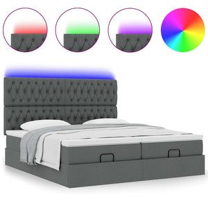 Οθωμανικό κρεβάτι με στρώματα&LEDs Σκούρο γκρι 180x200cm ύφασμα - Pakobazaar