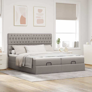 Οθωμανικό κρεβάτι με στρώματα & LEDs Taupe 200x200cm ύφασμα