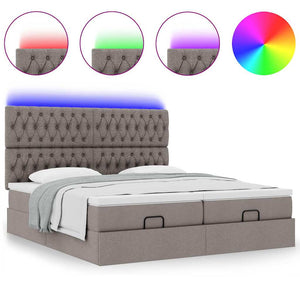 Οθωμανικό κρεβάτι με στρώματα & LEDs Taupe 200x200cm ύφασμα
