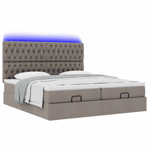 Οθωμανικό κρεβάτι με στρώματα & LEDs Taupe 200x200cm ύφασμα