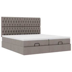 Οθωμανικό κρεβάτι με στρώματα & LEDs Taupe 200x200cm ύφασμα