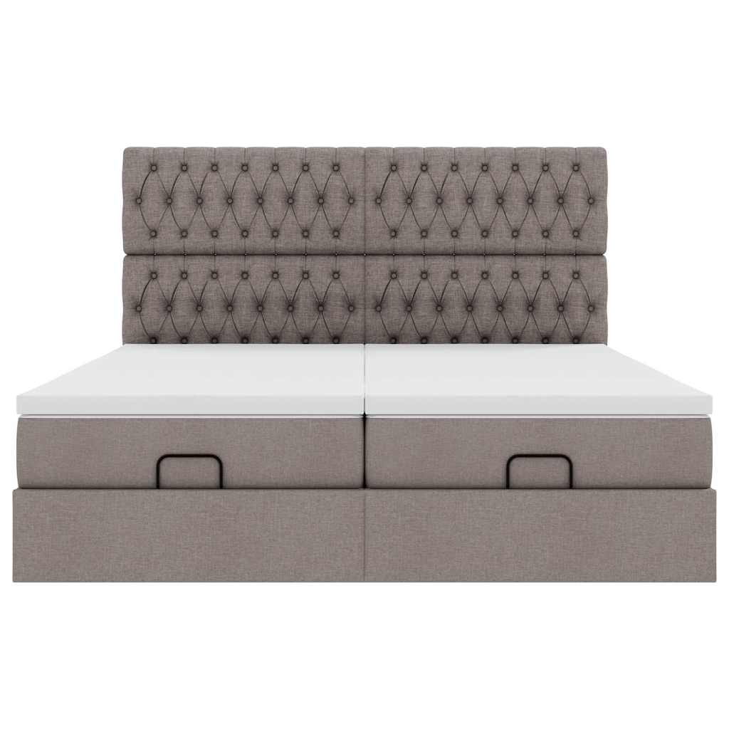 Οθωμανικό κρεβάτι με στρώματα & LEDs Taupe 200x200cm ύφασμα