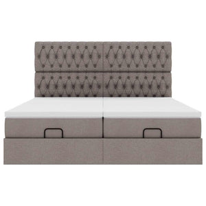 Οθωμανικό κρεβάτι με στρώματα & LEDs Taupe 200x200cm ύφασμα